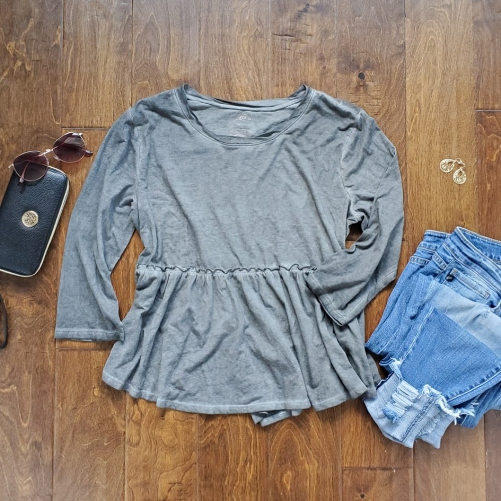 ARIZONA Peplum Top X-Large Gray